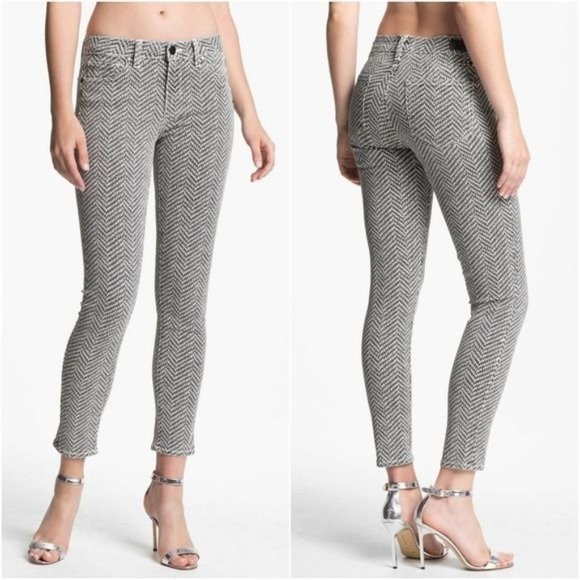 PAIGE Denim - PAIGE Hoxton Ankle Jagger Herringbone Print Skinny Jeans